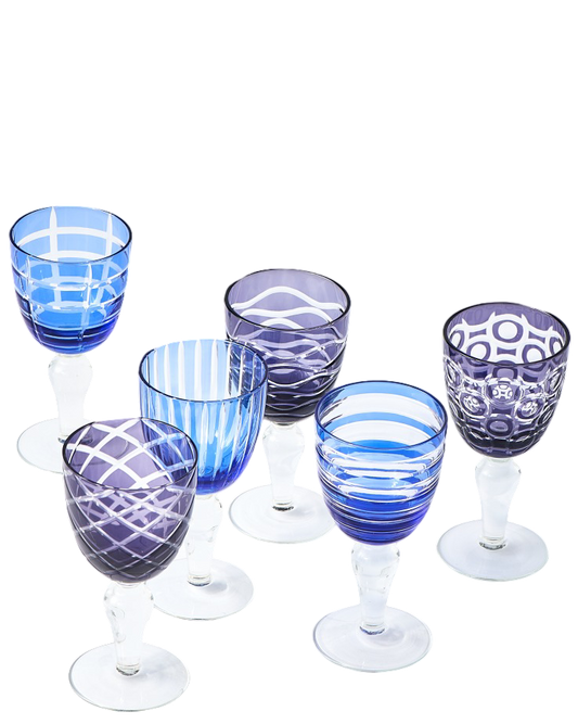 Cobalt Mix Wine Glasses   Set of 6
