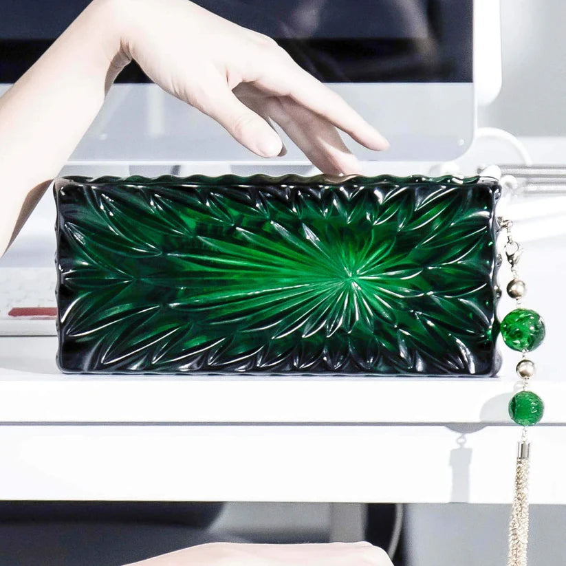 Long Rectangle Clutch Emerald Green