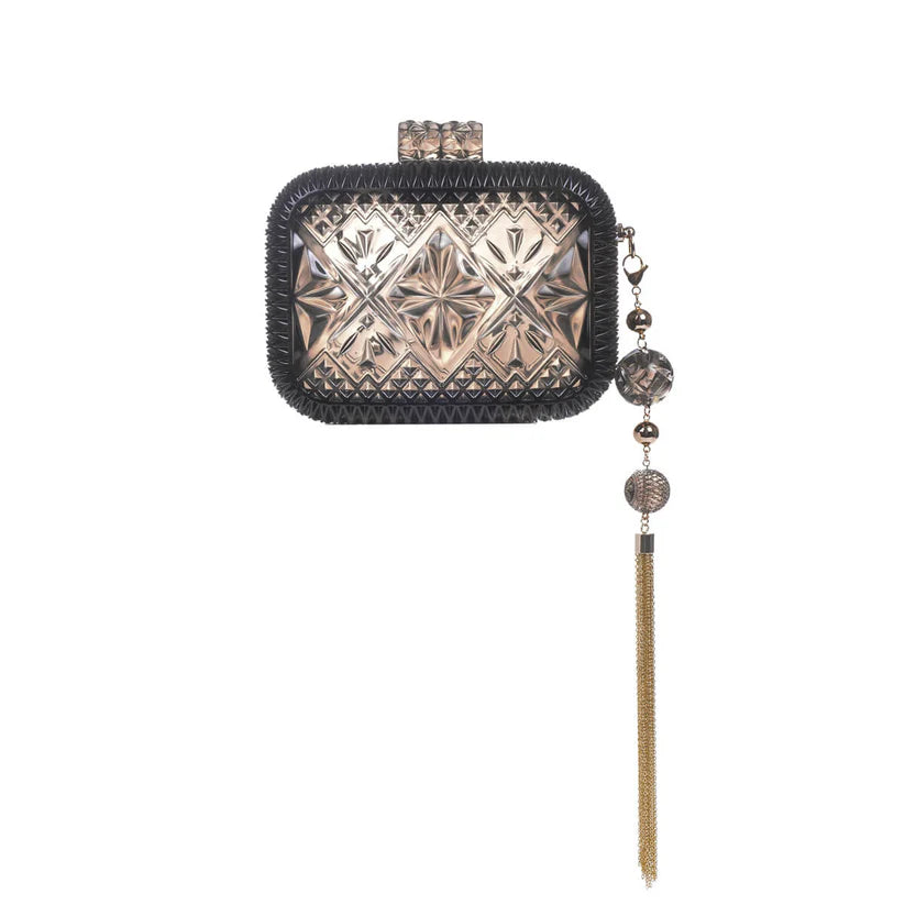 Hand Carved Clutch Dark Grey