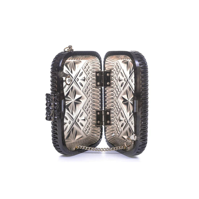 Hand Carved Clutch Dark Grey