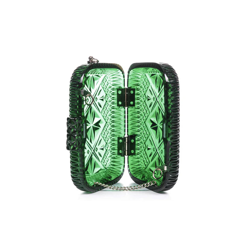 Hand Carved Clutch Emerald Green