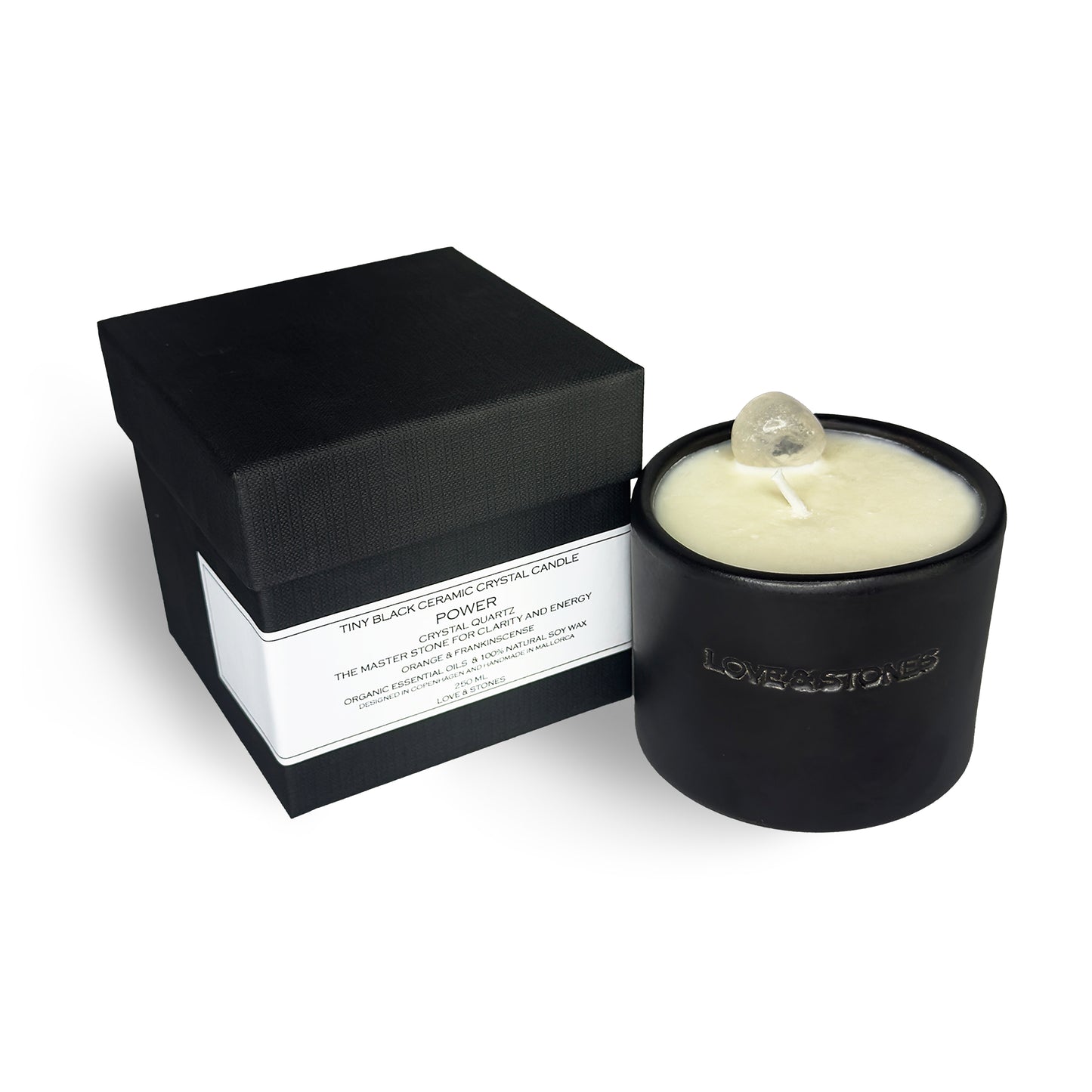 Let Go - Black Tourmaline Crystal Infused And Sage Tiny Black Candle
