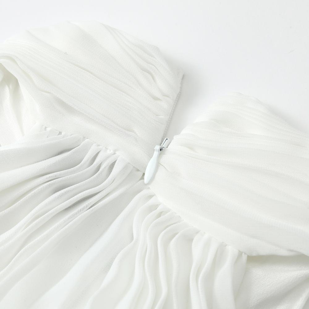 Tang Pleated Crossover Collar Top