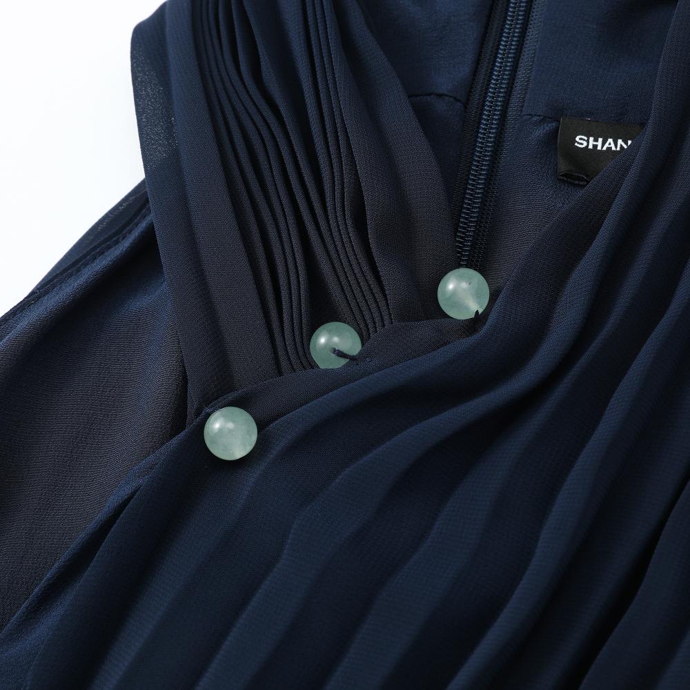 Tang Pleated Crossover Collar Top