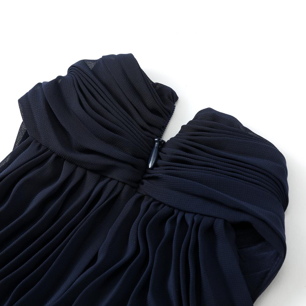 Tang Pleated Crossover Collar Top
