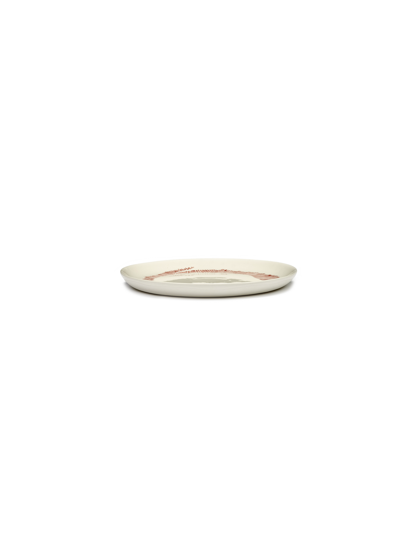 Feast Starter Plates, White Swirl Red Stripes Set of 2