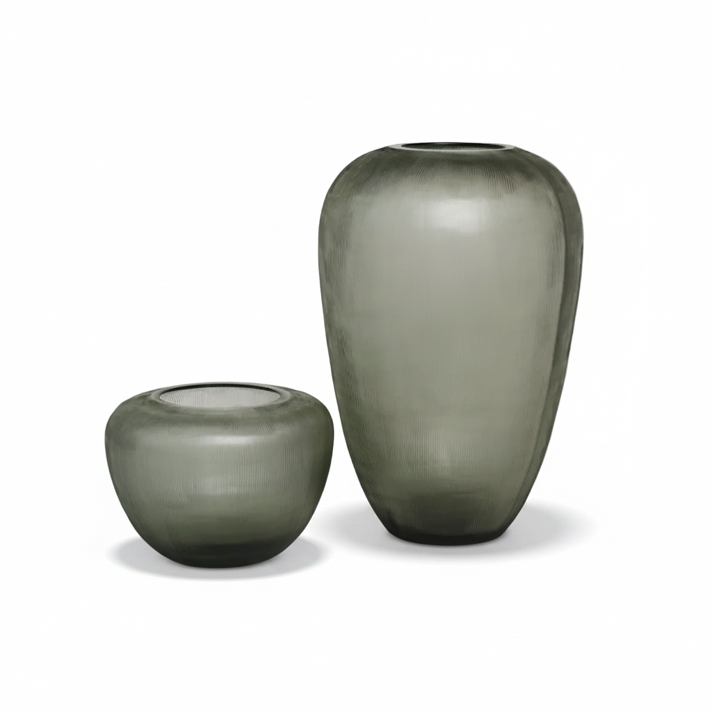 Steel Grey Glass Vase
