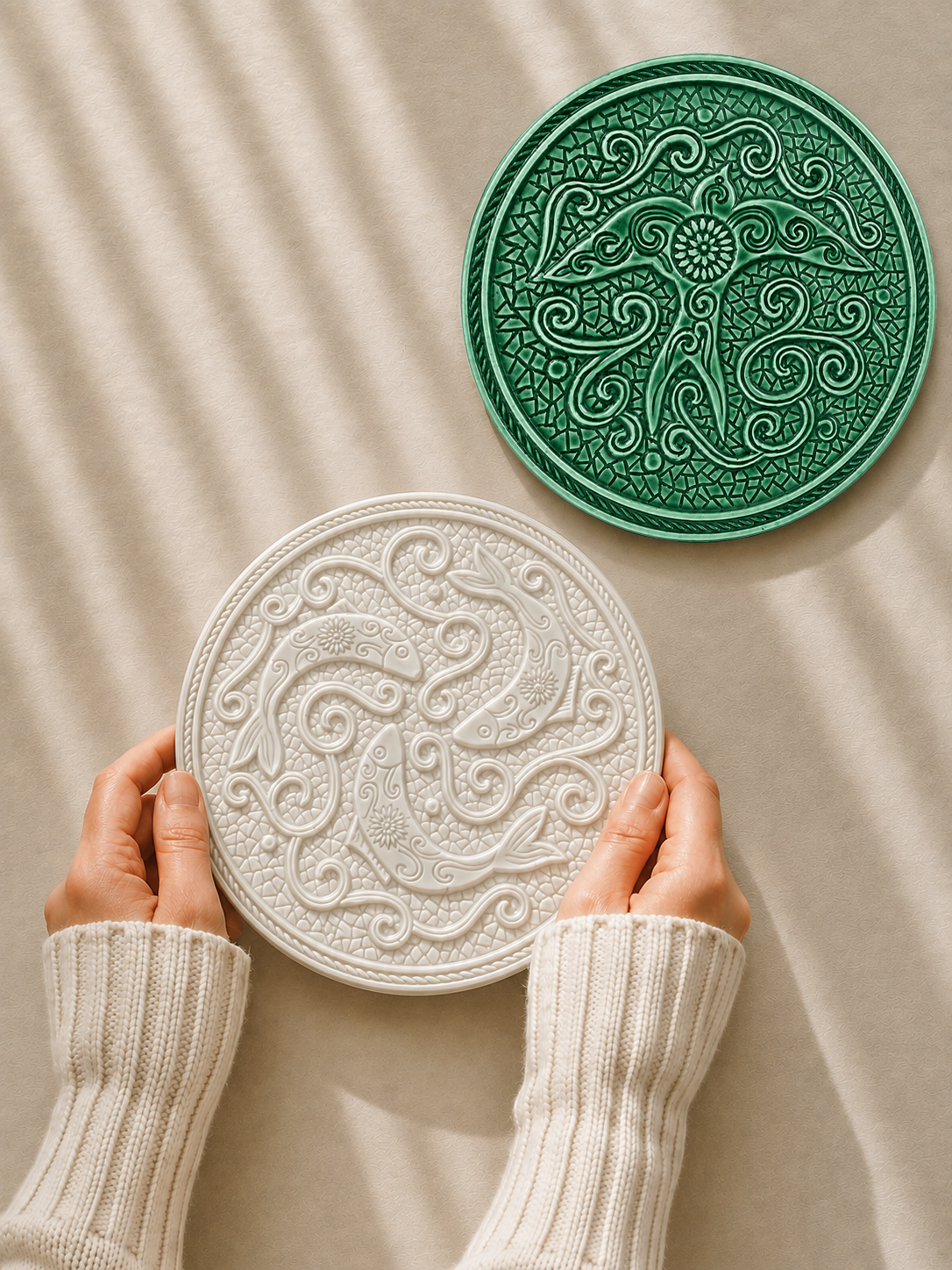 Green Bird Motif Trivet
