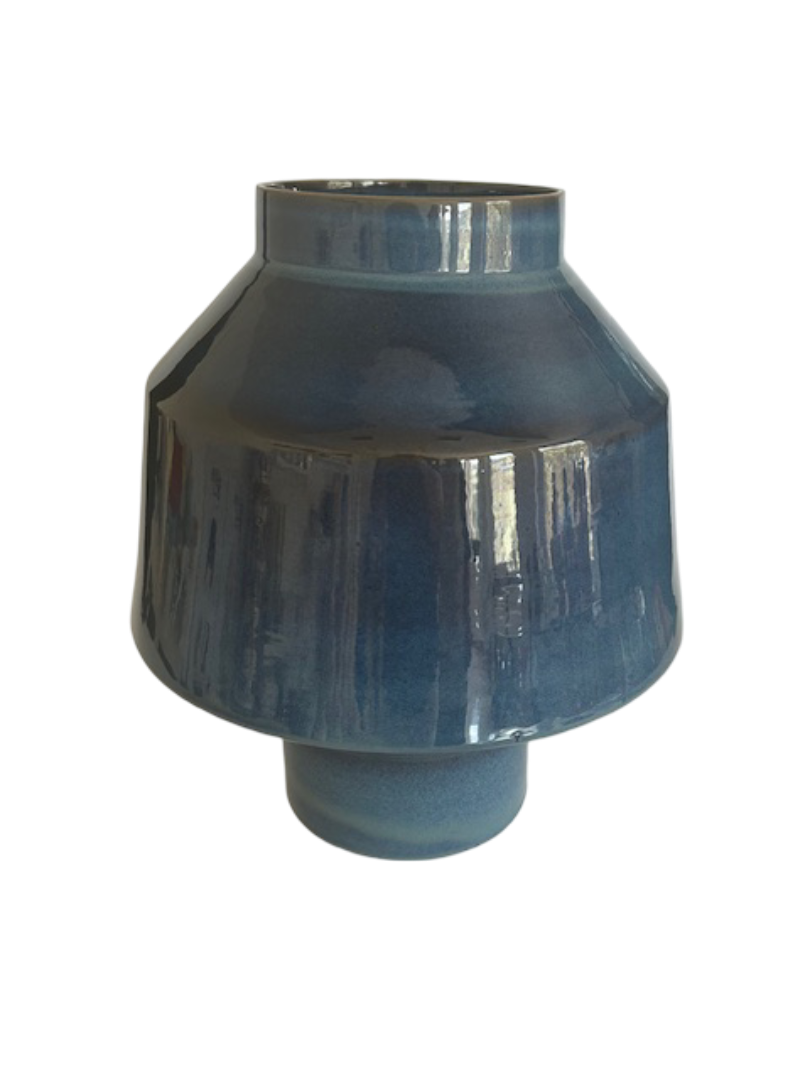 Blue Glazed Earthenware Vase – Small