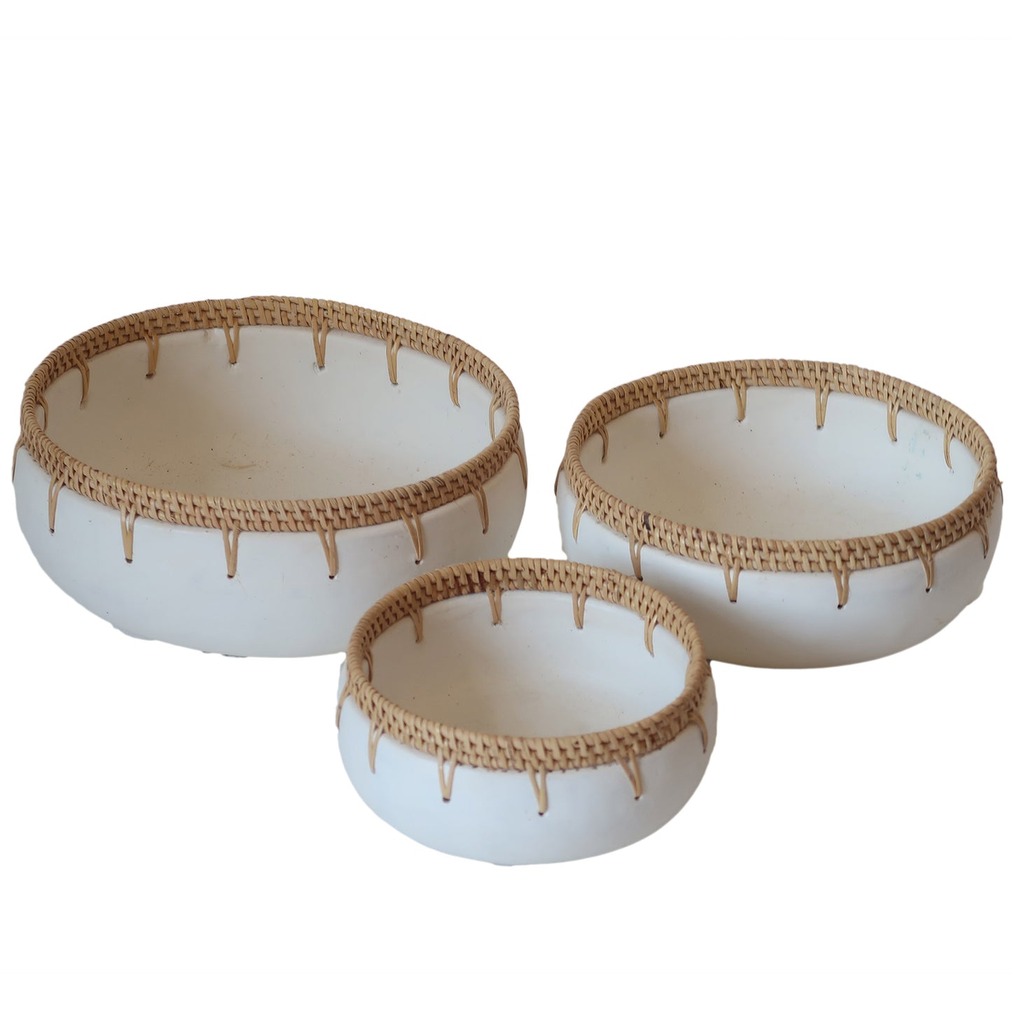 White Clay Rattan Spike Bowl