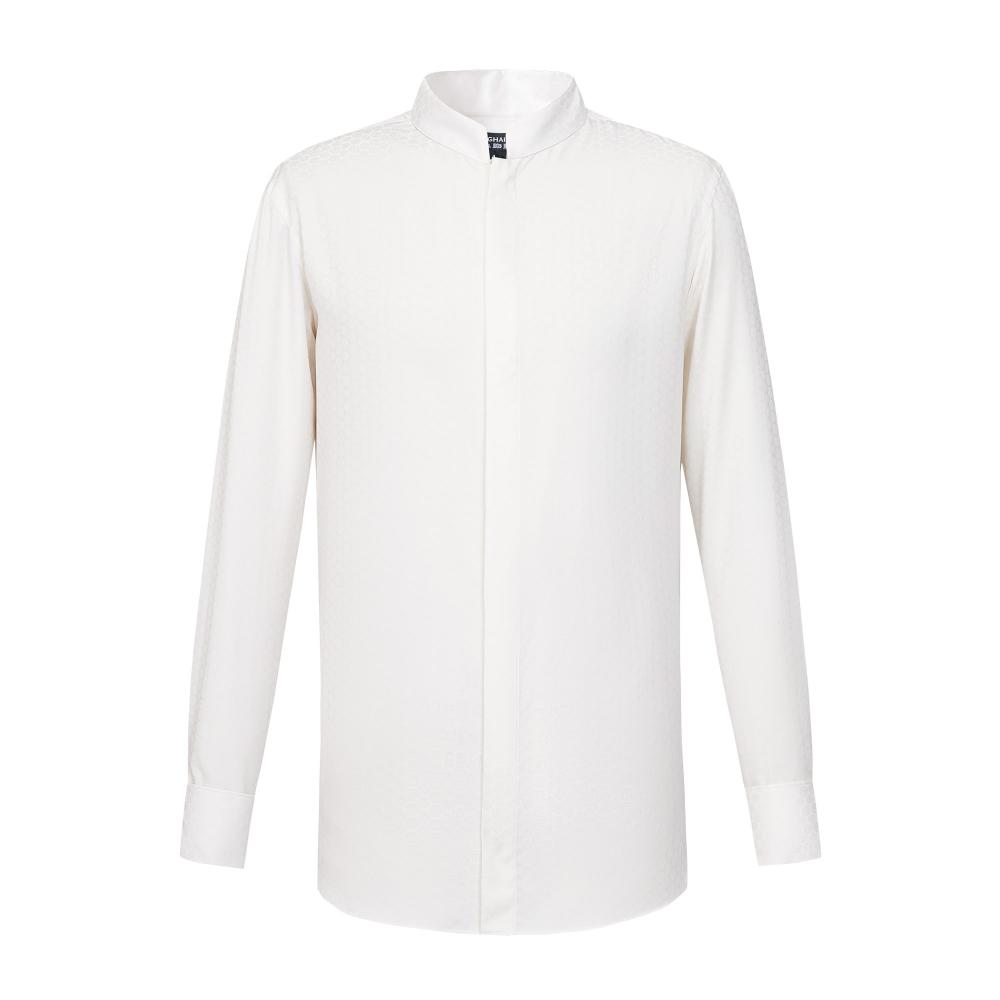 Dragon Jacquard Cotton Mandarin Collar Shirt