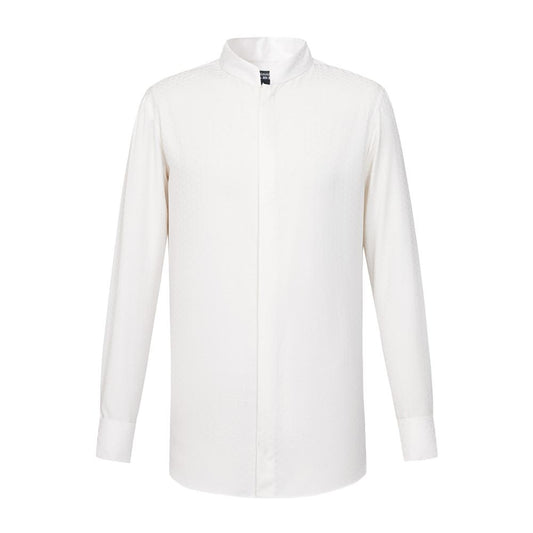 Dragon Jacquard Cotton Mandarin Collar Shirt