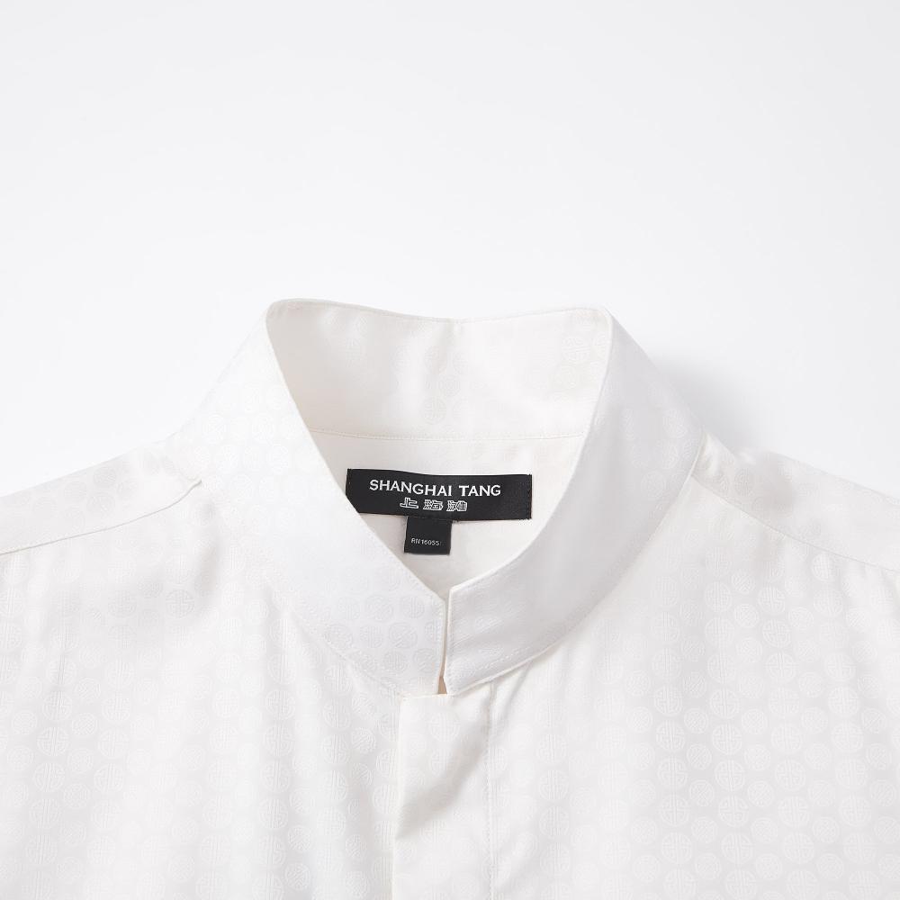 Dragon Jacquard Cotton Mandarin Collar Shirt