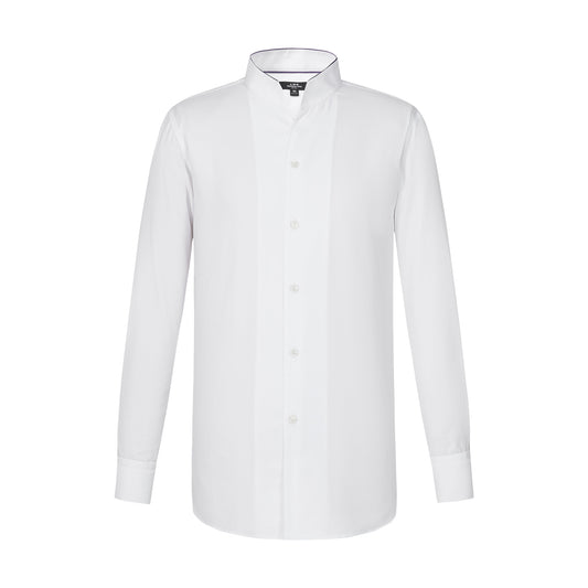 Contrast Colour Mandarin Collar Shirt White