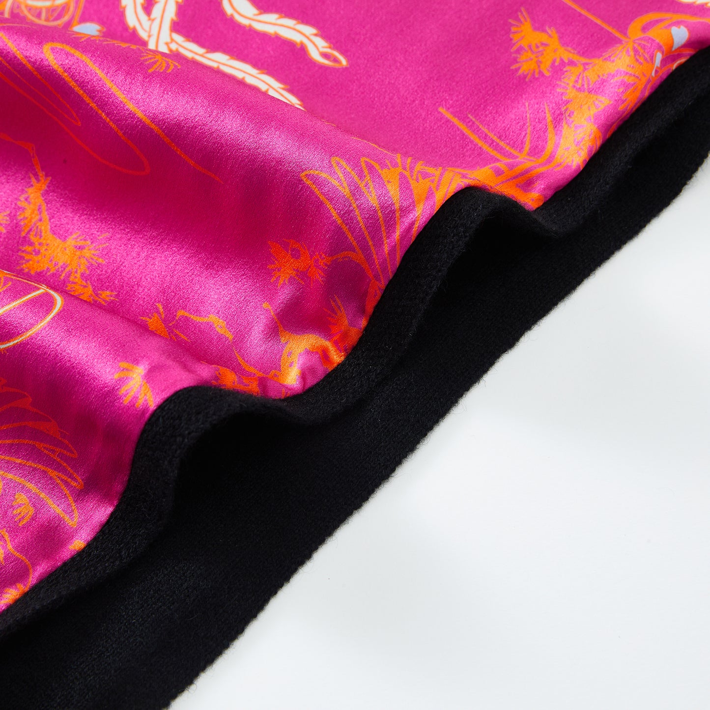 Women cashmere crane lining scarf Black