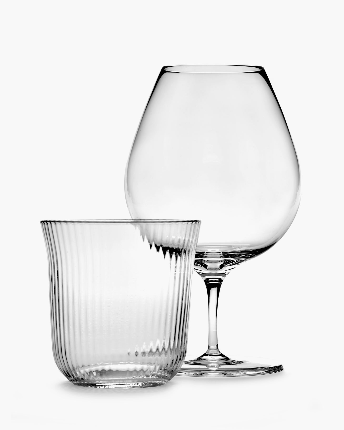 Inku Large Tumbler Transparent Ribbed Glasses Set of 4