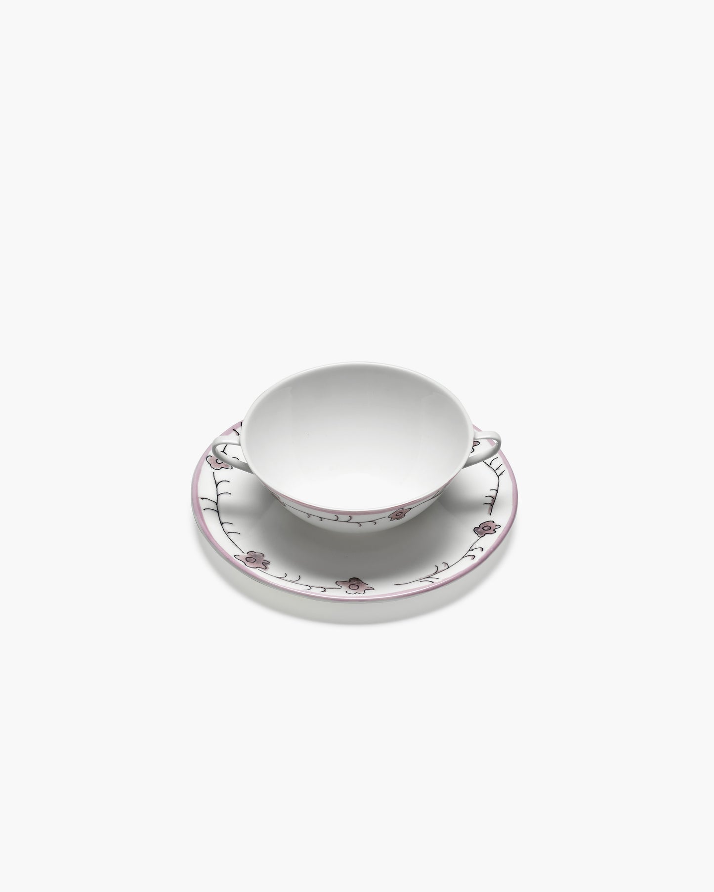 Dark Viola Soup Bowls With Saucer Set of 2