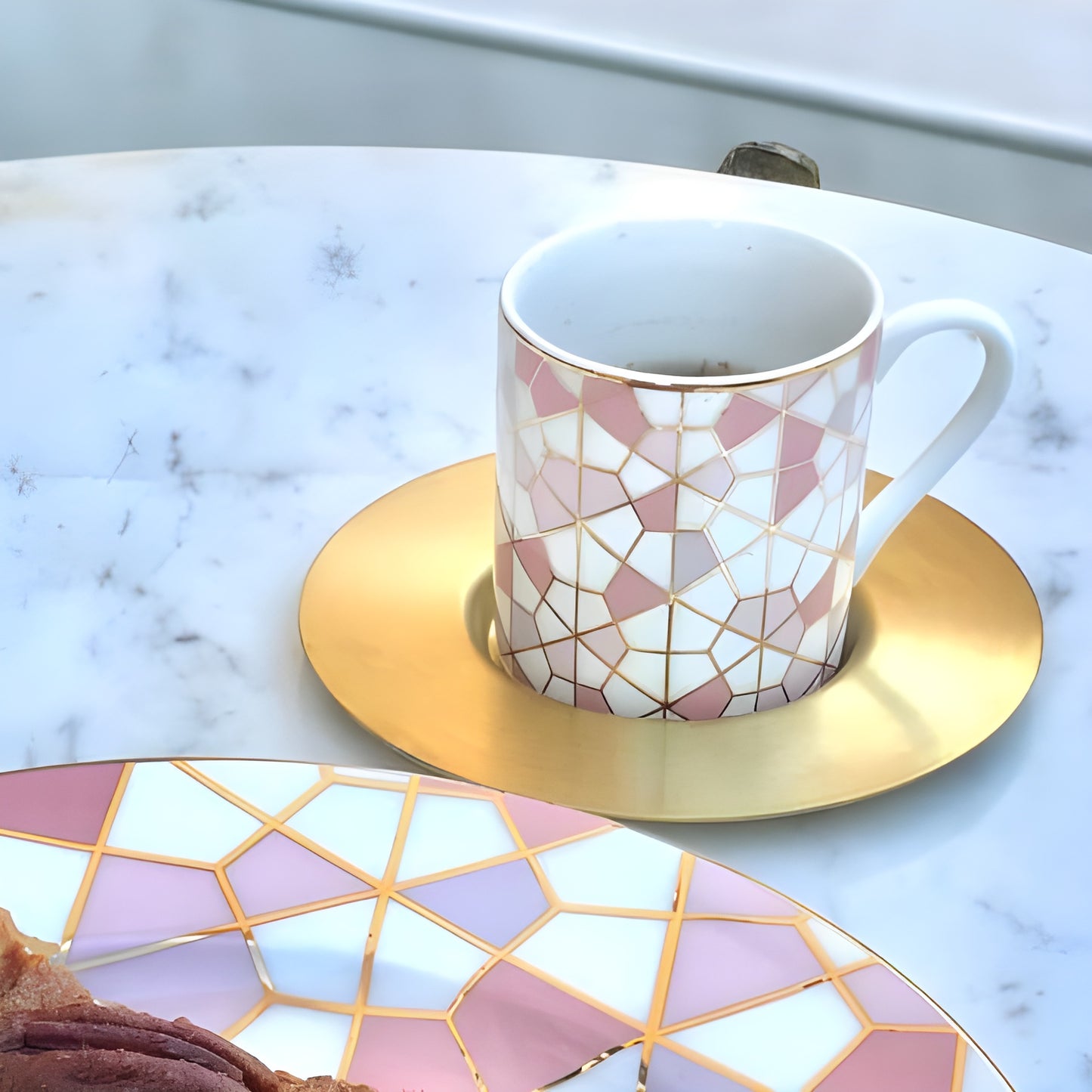 Geo Pink Espresso Cups Set of 6