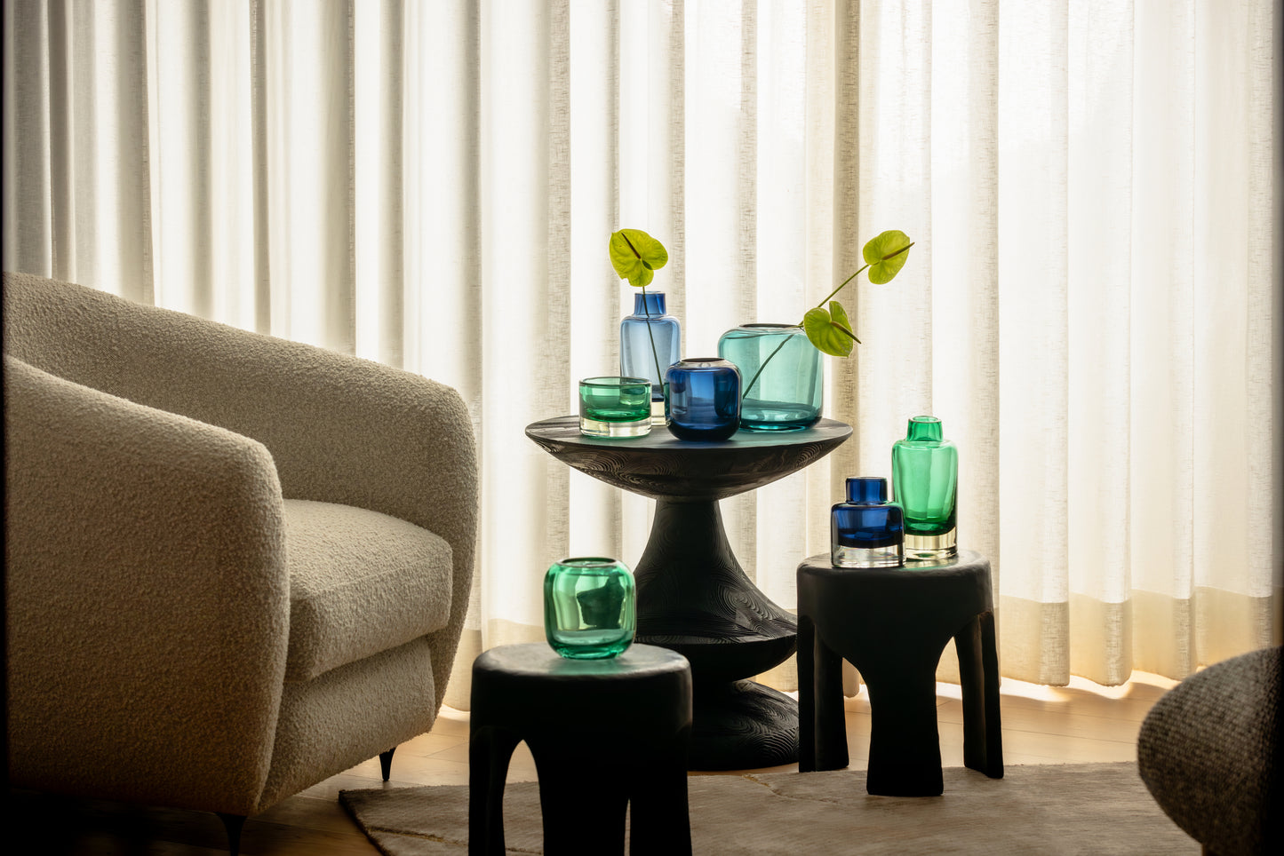 Corina Vase Hurricane Small Aqua