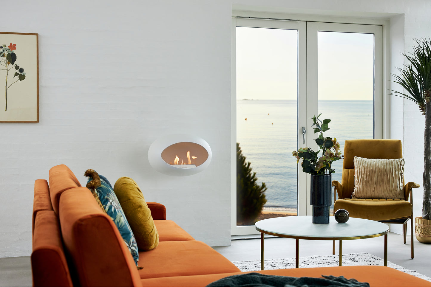 Le Feu Dome - WALL white- steel burner