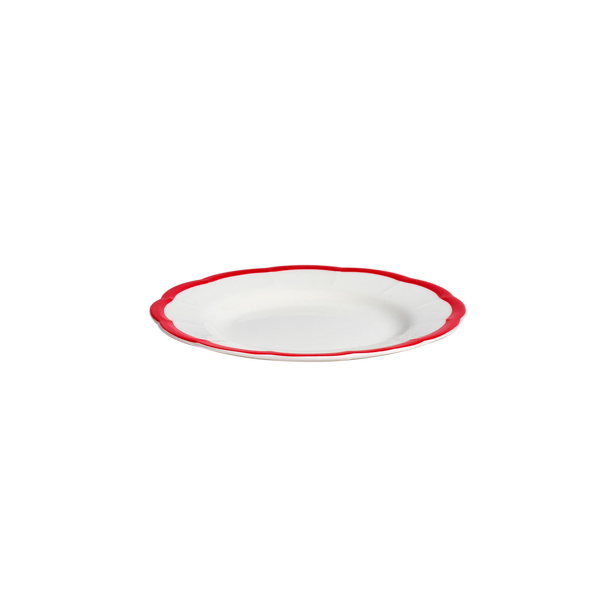 Scalloped Rim Bread Plate Red