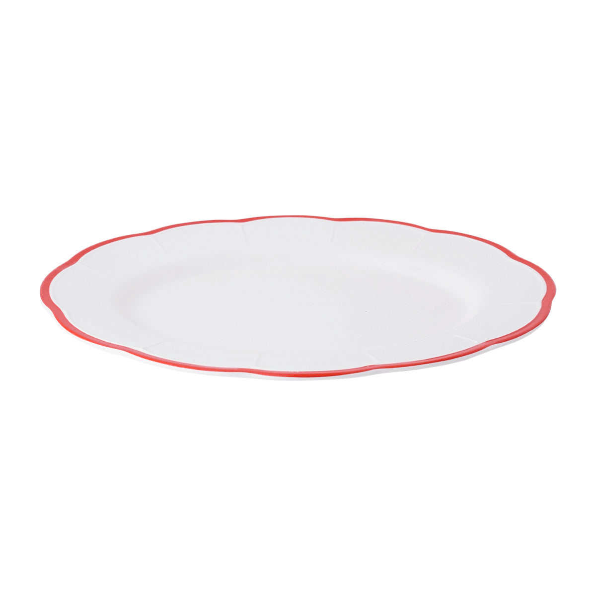 Scalloped Rim Oval Platter Red