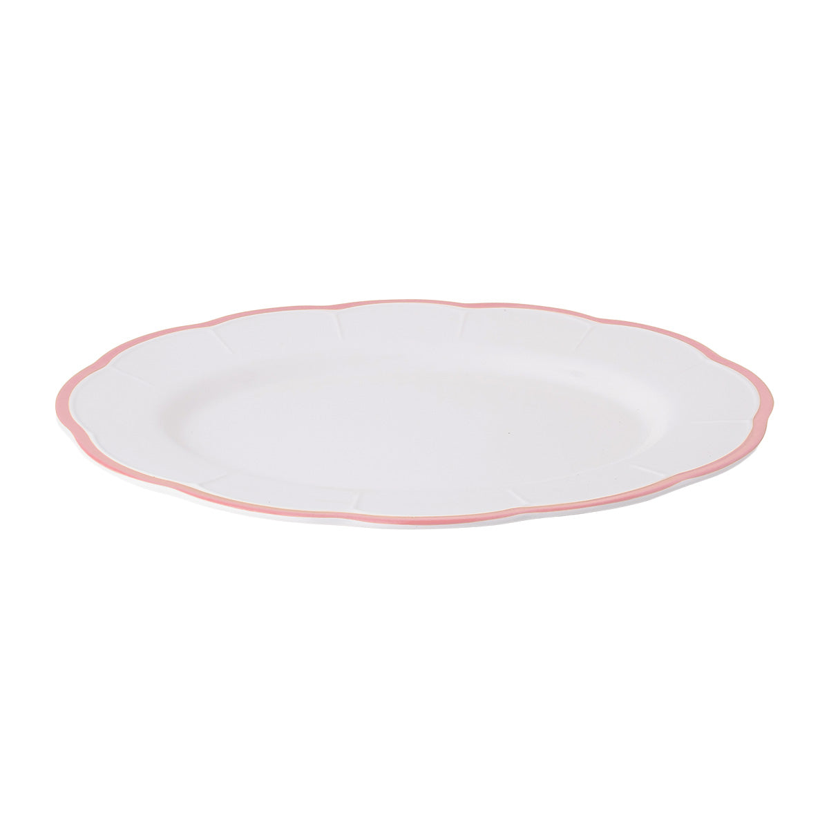 Scalloped Rim Oval Platter Pink