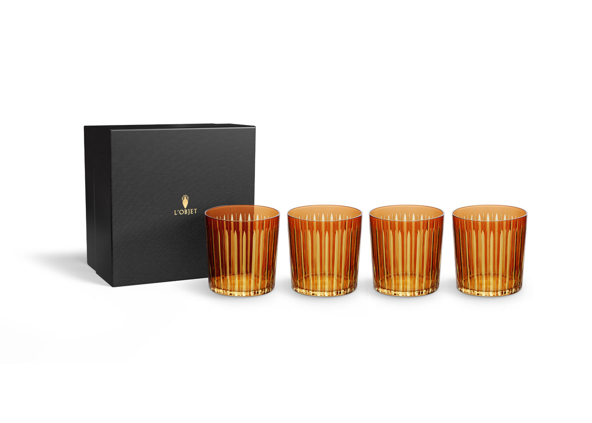 Prism Double Old Fashioned Glasses - Amber (Set of 4)