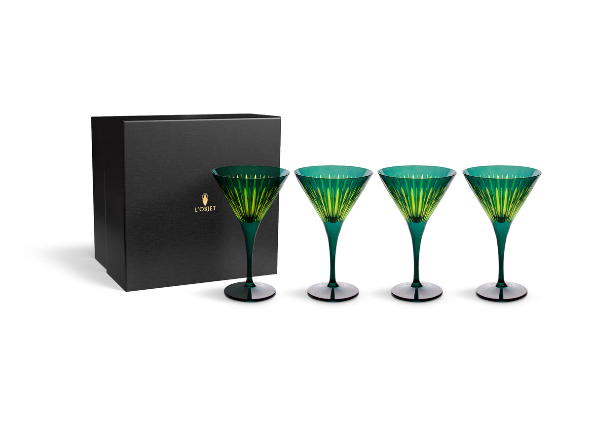 Prism Martini Glasses - Green (Set of 4)