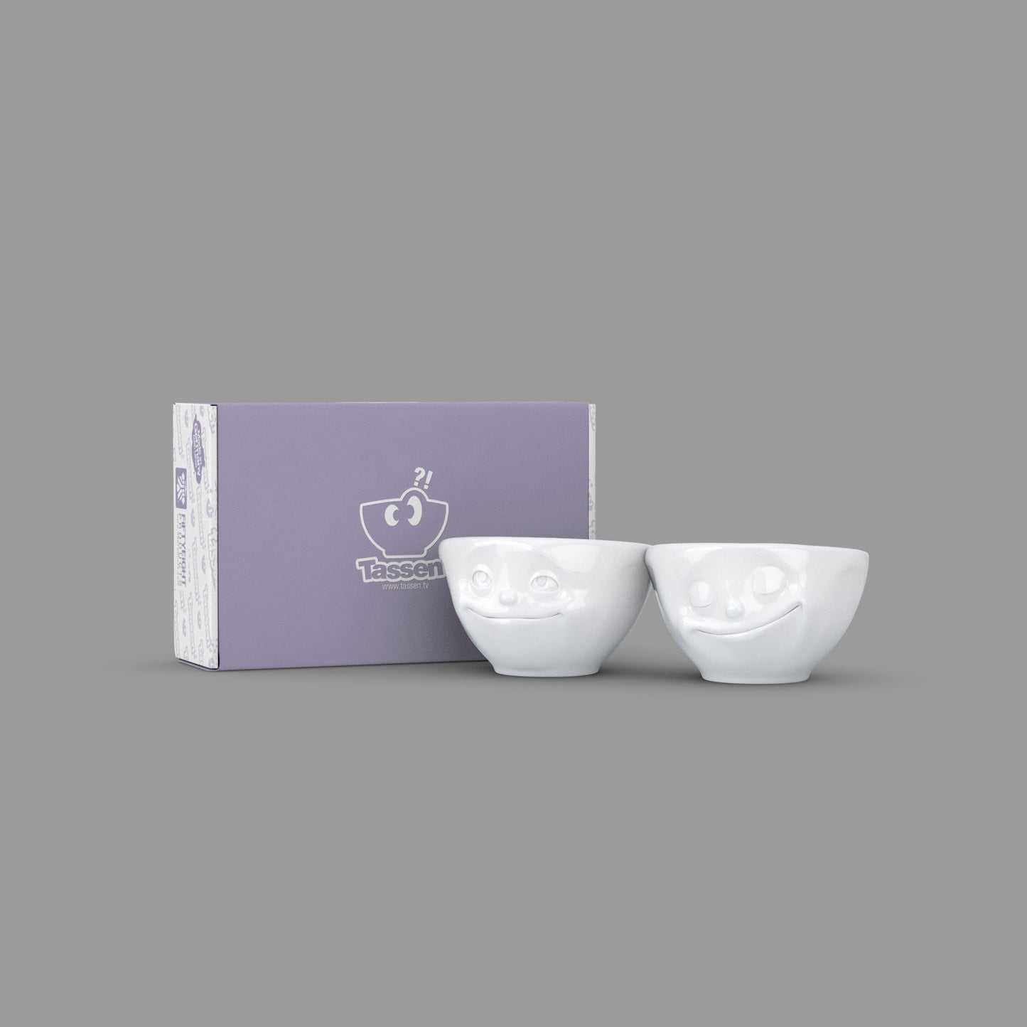Small Bowls Set No. 2 "Dreamy & Happy" in White