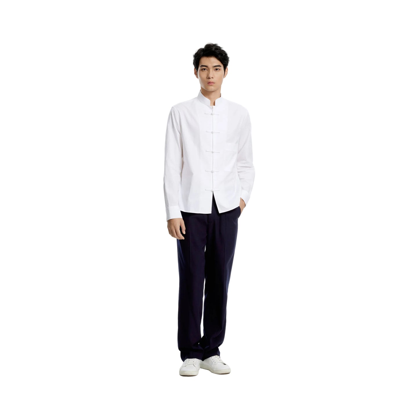 Tang Cotton-linen Shirt With Embroidered Calabash