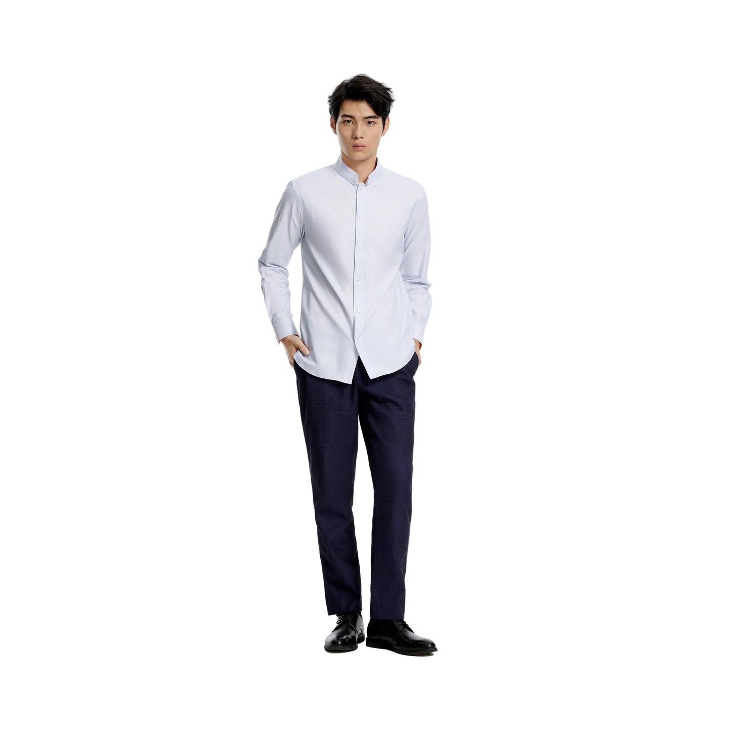 Tang Double Layer Collar Shirt With Chinese Coin Embroidery