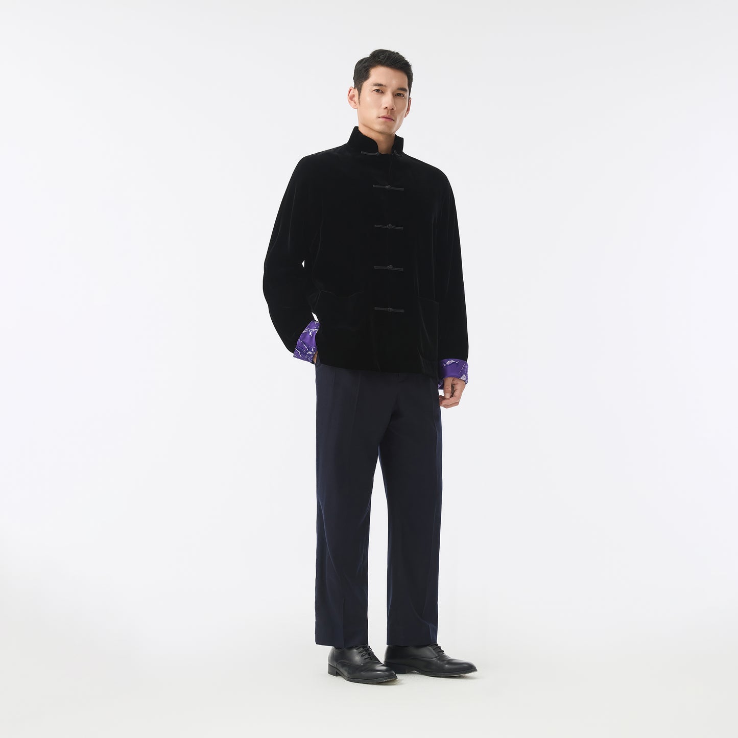 Winding Stream Party Velvet Tang Jacket Black