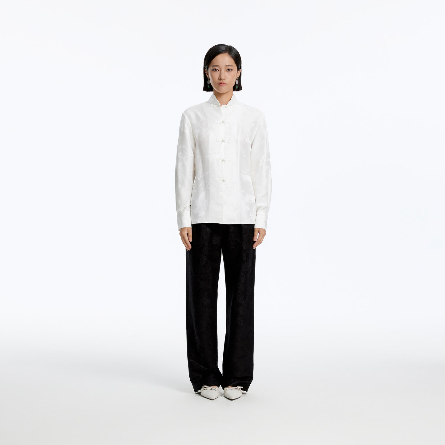 Winding Stream Party Silk Jacquard Shirt