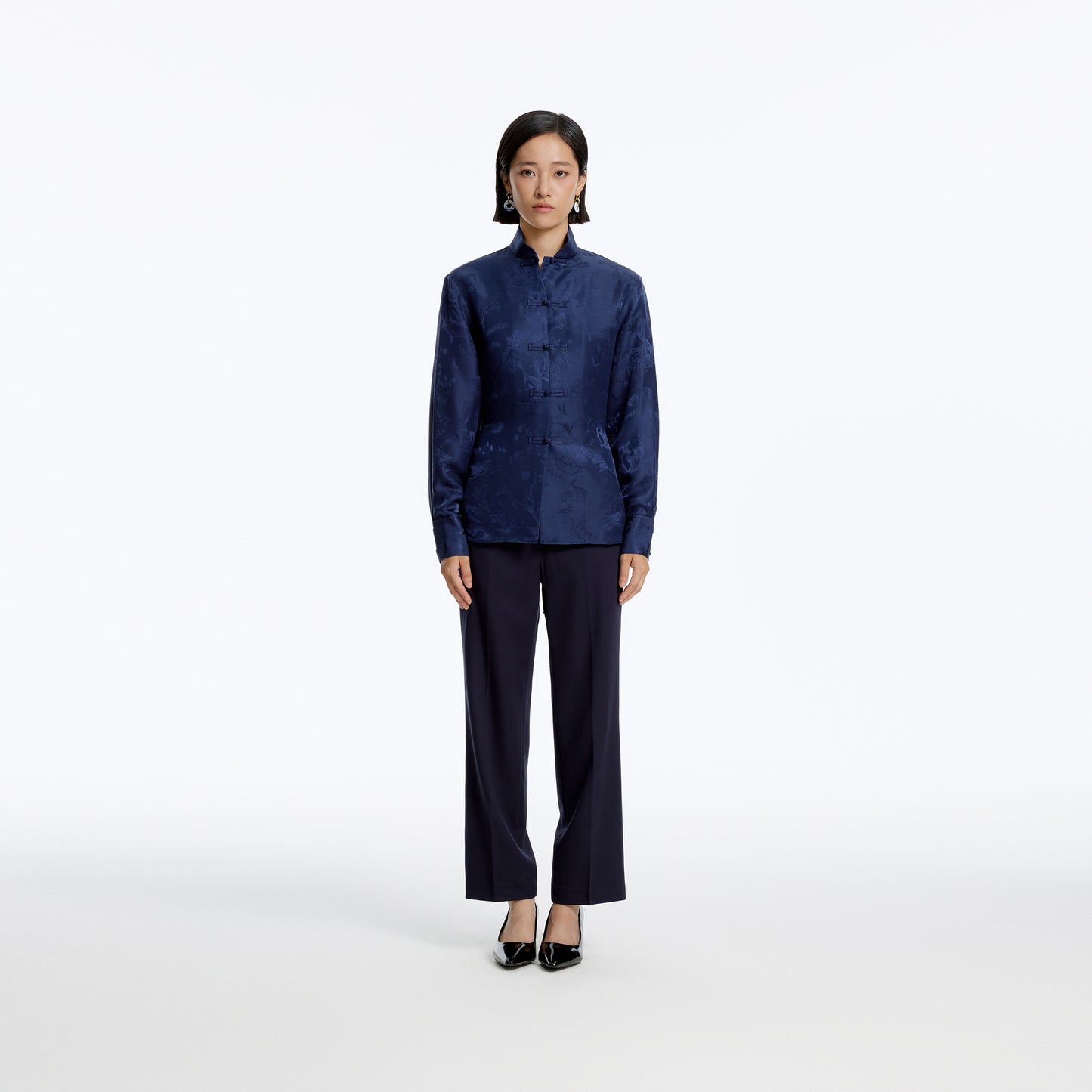 Winding Stream Party Silk Jacquard Shirt