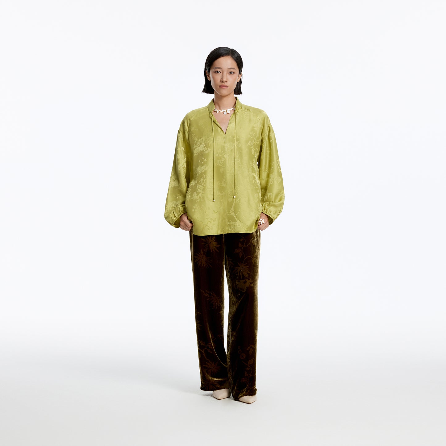 Winding Stream Party Silk Jacquard Shirt