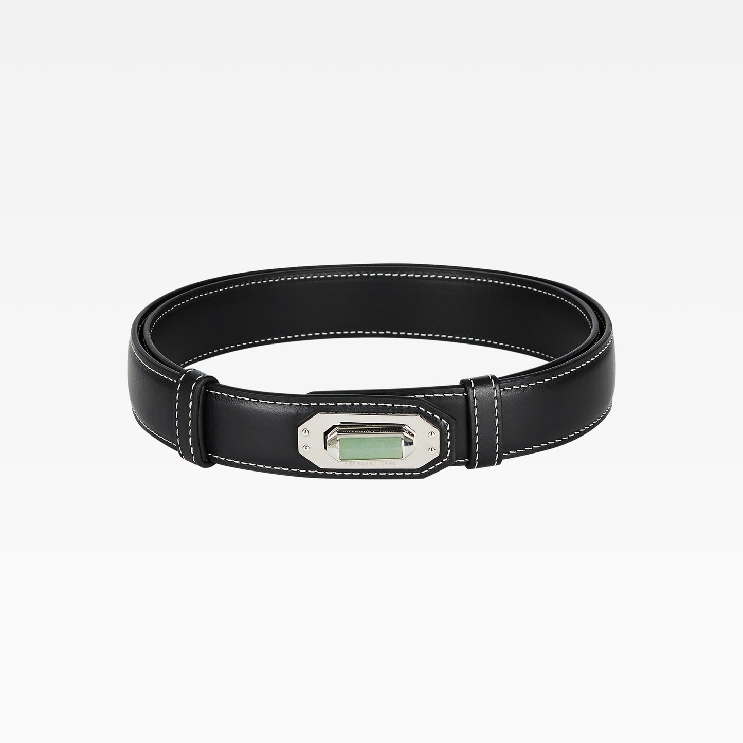 Jade Lock Leather Belt-Forest