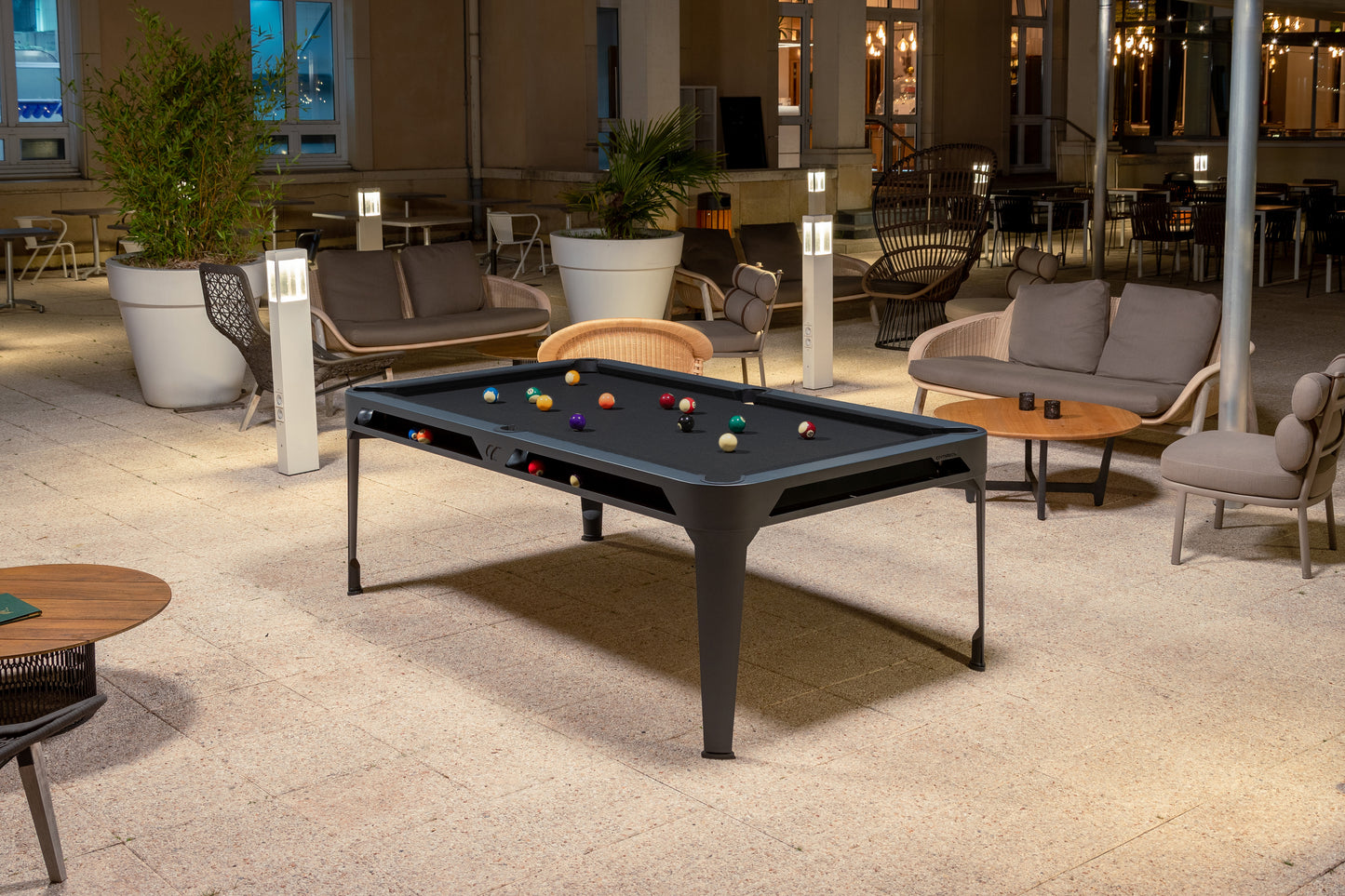 Hyphen Outdoor Pool Table, Dark Grey Frame, Dark Grey C