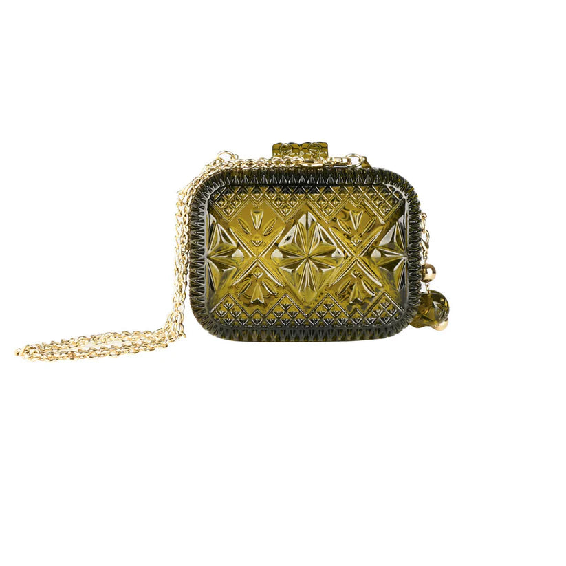 Hand Carved Clutch Olive