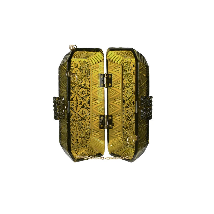 Wide Octagon Clutch Olive