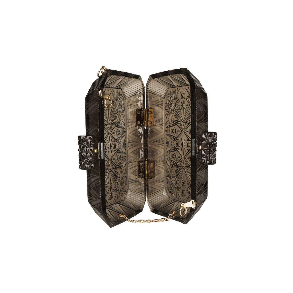 Wide Octagon Clutch Dark Grey