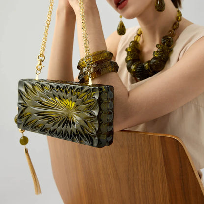 Long Rectangle Clutch Olive