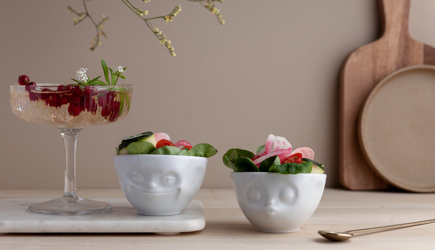 Grinning & Kissing White Bowls