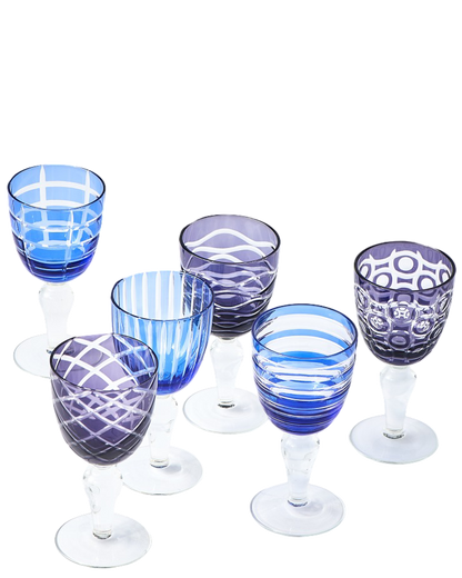 Cobalt Mix Wine Glasses   Set of 6
