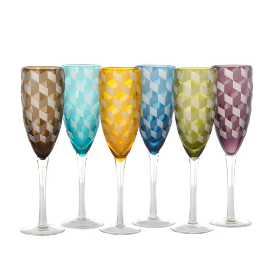 Blocks Champagne Glasses Set of 6