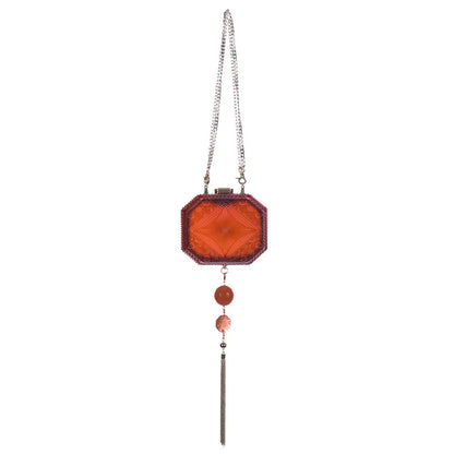 Hand Carved Octagon Clutch Amber