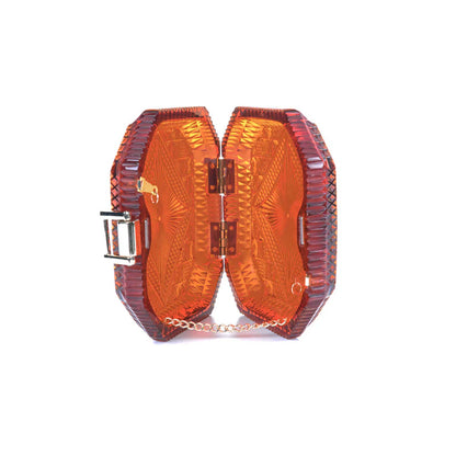 Hand Carved Octagon Clutch Amber