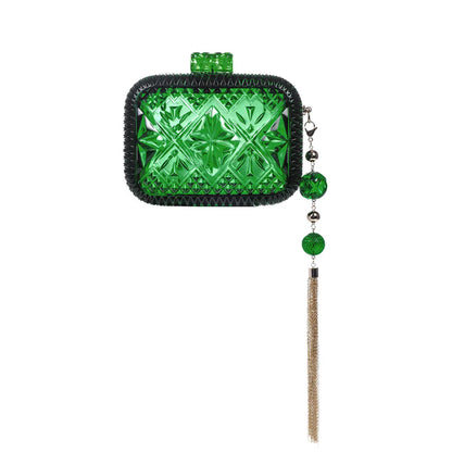 Hand Carved Clutch Emerald Green