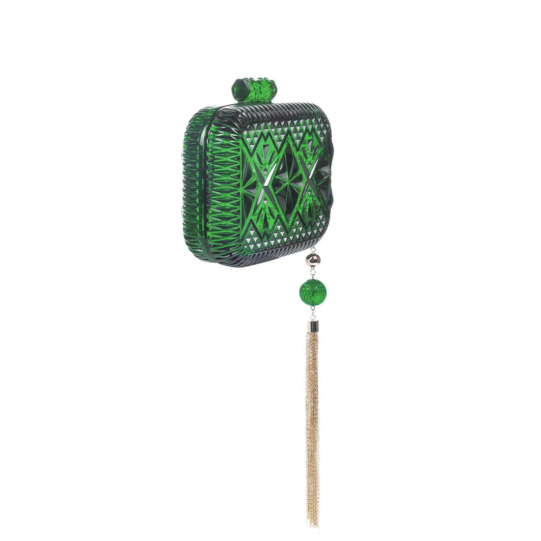 Hand Carved Clutch Emerald Green