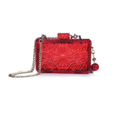Hand Carved Rectangle Clutch Burgundy